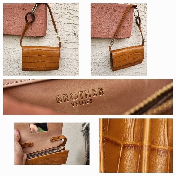 BROTHER VELLIES LIJADU CROC-EMBOSSED LEATHER SHOULDER BAG AND CLUTCH - Picture 8 of 9